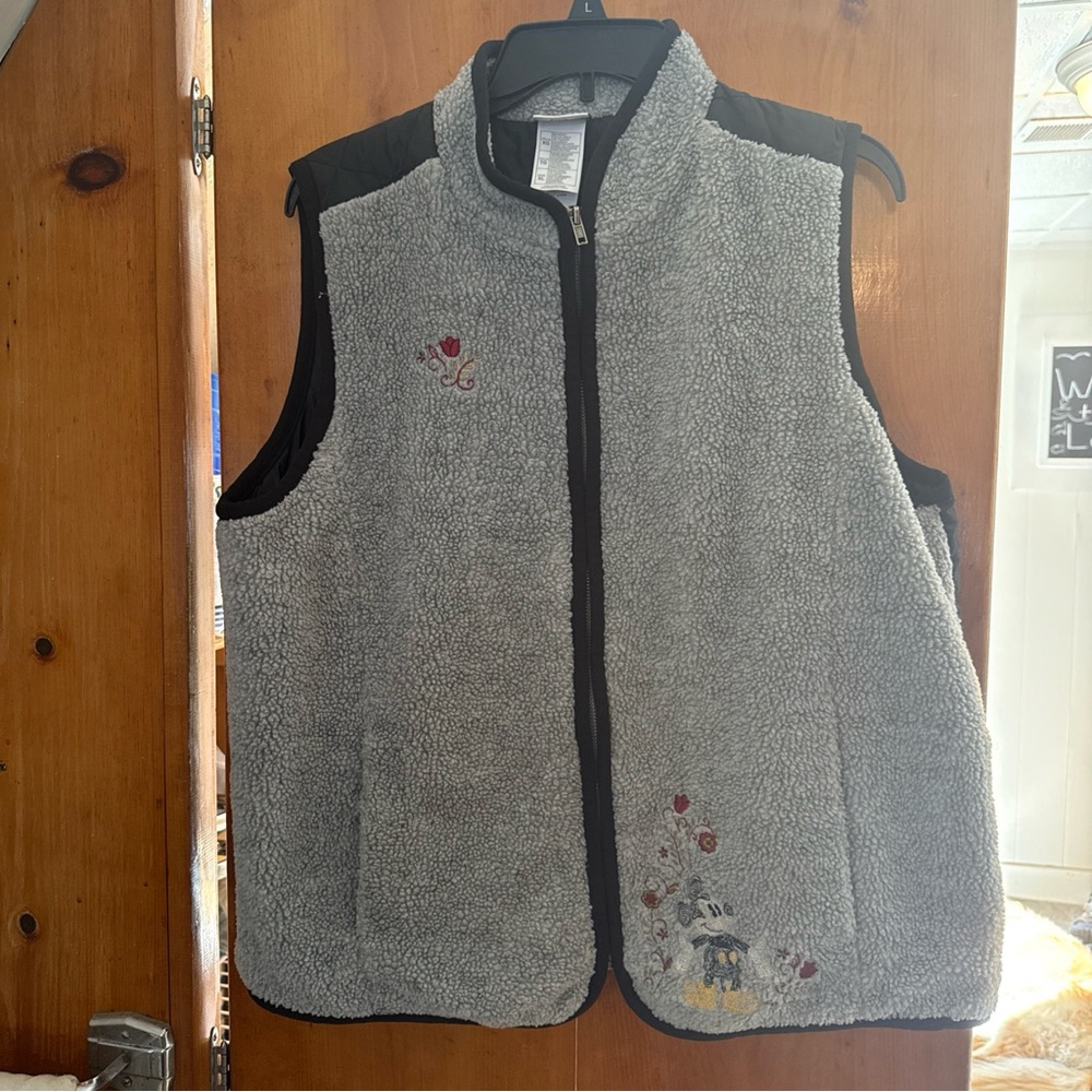 Disney Gray and Black Fleece Vest